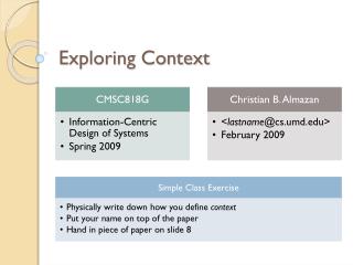 Exploring Context