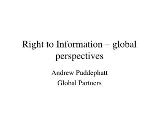 Right to Information – global perspectives