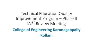 Technical Education Quality Improvement Program – Phase II Review Meeting