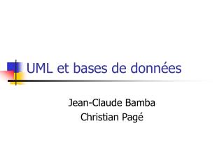 UML et bases de données