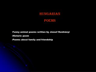 Hungarian Poems - Funny animal poems written by József Romhányi -Historic poem