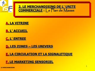 2. LE MERCHANDISING DE L’ UNITE COMMERCIALE : Le Plan de Masse