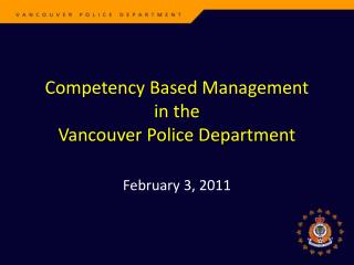 Competency Based Management in the Vancouver Police Department
