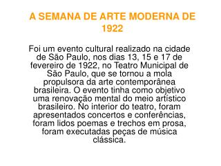 A SEMANA DE ARTE MODERNA DE 1922