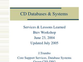 CD Databases &amp; Systems