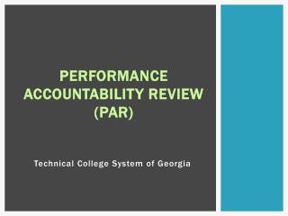 Performance Accountability Review (PAR)