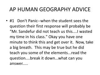 AP HUMAN GEOGRAPHY ADVICE