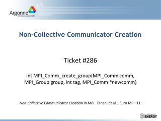 Non-Collective Communicator Creation