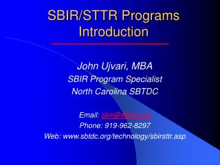 SBIR/STTR Programs Introduction