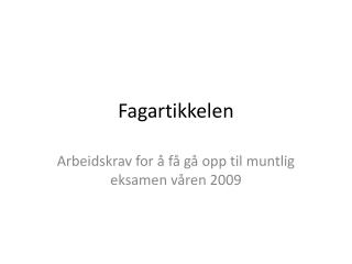 Fagartikkelen