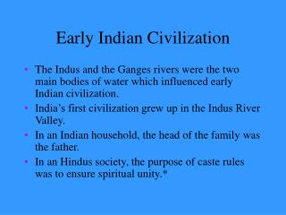 Early Indian Civilization