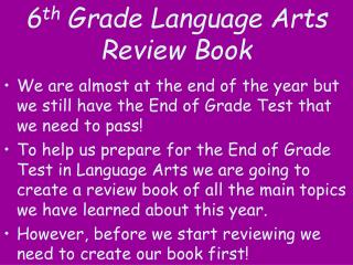 6 th Grade Language Arts Review Book