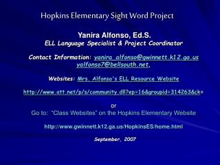 Hopkins Elementary Sight Word Project