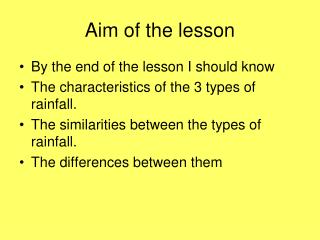 Aim of the lesson