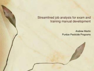 Streamlined job analysis for exam and training manual development