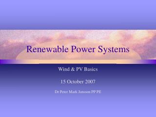 Renewable Power Systems