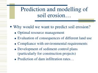 Prediction and modelling of soil erosion…