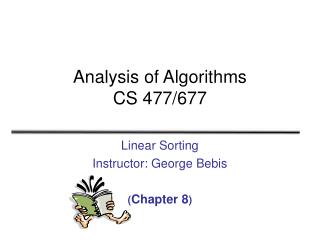 Analysis of Algorithms CS 477/677