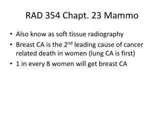 RAD 354 Chapt . 23 Mammo