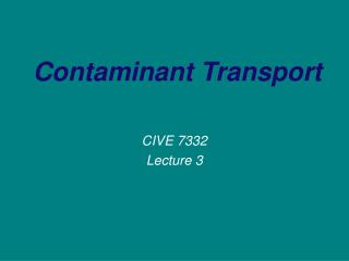 Contaminant Transport