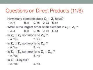 Questions on Direct Products (11/6)