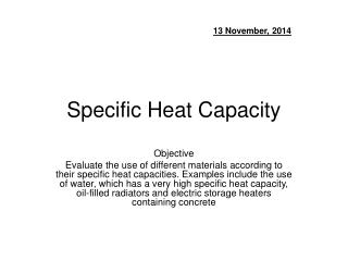 Specific Heat Capacity