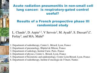 1. Department of radiotherapy, Centre L. Bérard, Lyon, France