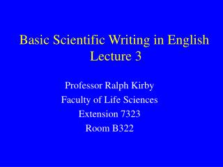 Basic Scientific Writing in English Lecture 3