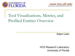 Tool Visualizations, Metrics, and Profiled Entities Overview