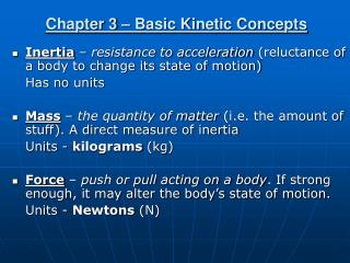 Chapter 3 – Basic Kinetic Concepts