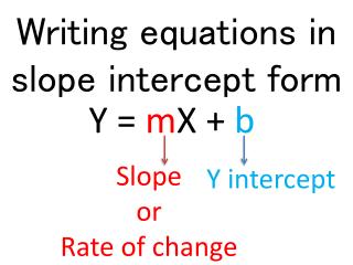 Writing equations in slope intercept form