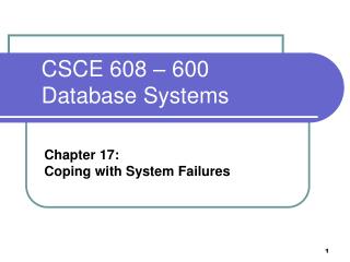 CSCE 608 – 600 Database Systems