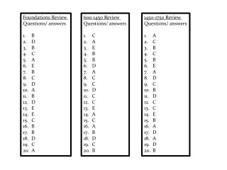 Foundations Review Questions/ answers B D B C A E B C D A B D E E C B B D C A