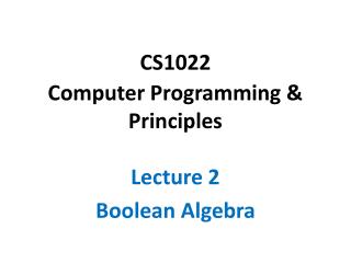 CS1022 Computer Programming &amp; Principles