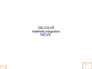 CALCULUS Indefinite integration