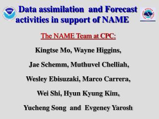 Data assimilation and Forecast activities in support of NAME