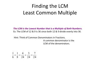 Finding the LCM Least Common Multiple