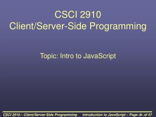 CSCI 2910 Client/Server-Side Programming