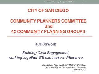 City of san Diego Community Planners Committee and 42 Community Planning Groups