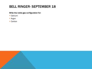 Bell Ringer- September 18