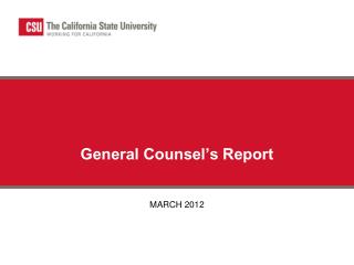 General Counsel’s Report