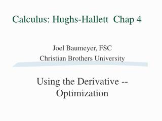 Calculus: Hughs-Hallett Chap 4