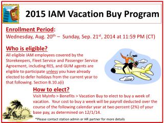 2015 IAM Vacation Buy Program