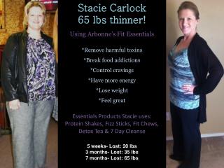 Stacie Carlock 65 lbs thinner! Using Arbonne’s Fit Essentials *Remove harmful toxins