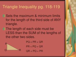 Triangle Inequality pg. 118-119