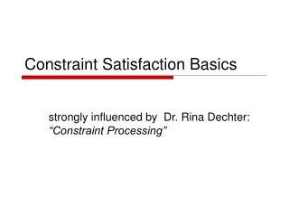 Constraint Satisfaction Basics