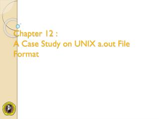 Chapter 12 : A Case Study on UNIX a.out File Format