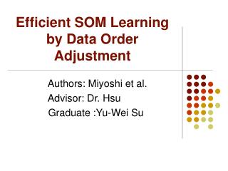 Efficient SOM Learning by Data Order Adjustment