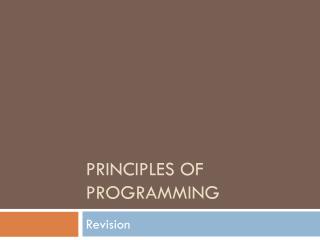 Principles of Programming