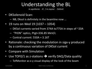 Understanding the BL m.apollonio - IC / m.rayner - Oxford